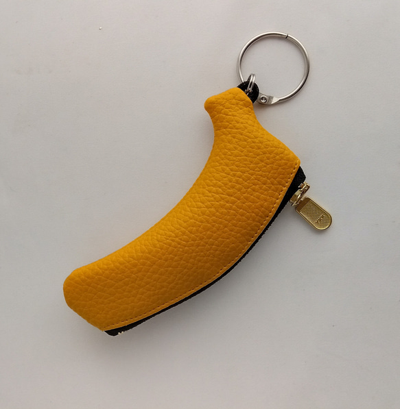 【送料無料】バナナコインケース#ズボンポケットに入れやすい細いコインケース#握れるかわいいサイズコインケース#リング付き 3枚目の画像