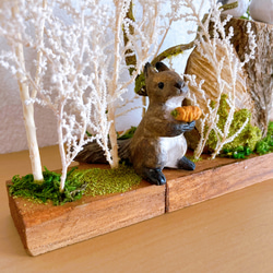 totorigiの森　エゾリス　シマエナガ　動物　フィギュア　ミニチュア　木工　置物 12枚目の画像