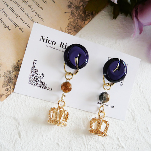 1059A 2way ゴールド ボタン ハンドメイド ピアス イヤリング