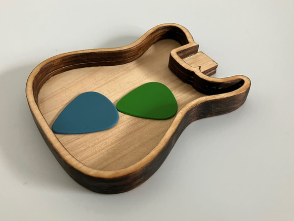 【高級材】エレキギターピック皿 木製トレイ 国産ヒノキ(TL) 3枚目の画像