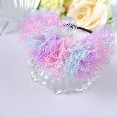 グラデーションカラーのハーフリボンシュシュ シュシュ Lilyiris 