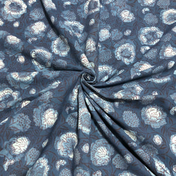 【50cm單位】海軍藍白花Bagloo染色印度手工版畫布料棉質 第1張的照片