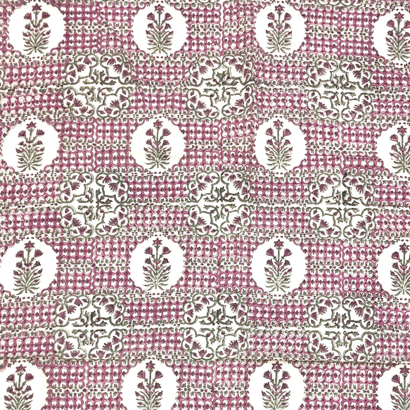【50cm單位】白紫灰花印度手工塊印花布料棉質 第4張的照片