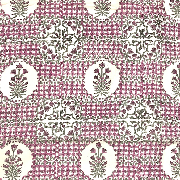 【50cm單位】白紫灰花印度手工塊印花布料棉質 第3張的照片