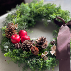 《送料無料》予約販売　フレッシュクリスマスリース　針葉樹リース　クリスマスドアリース 5枚目の画像