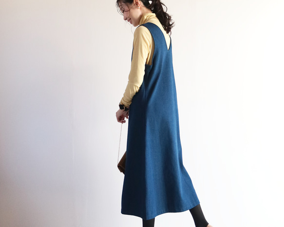 秋冬新品【靛藍】柔軟牛仔100%棉長裙 第2張的照片