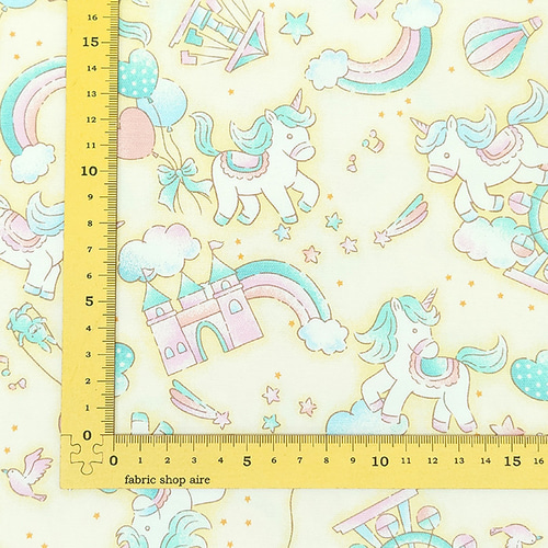 オックス生地【50×110cm】ゆめかわ ユニコーン 虹 ハート 星