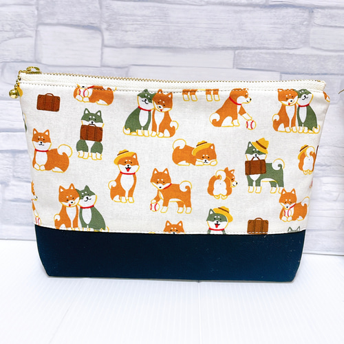 柴犬柄 ハンドメイドポーチ ポーチ 化粧ポーチ 通帳入れ 小物入れ