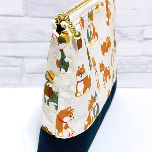 柴犬柄 ハンドメイドポーチ ポーチ 化粧ポーチ 通帳入れ 小物入れ