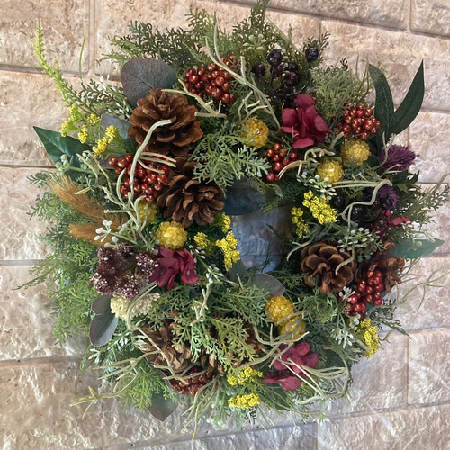 光触媒 人工観葉植物 ウォールグリーン フェイクグリーン 秋の木の実