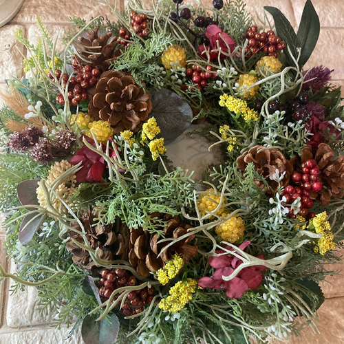 光触媒 人工観葉植物 ウォールグリーン フェイクグリーン 秋の木の実