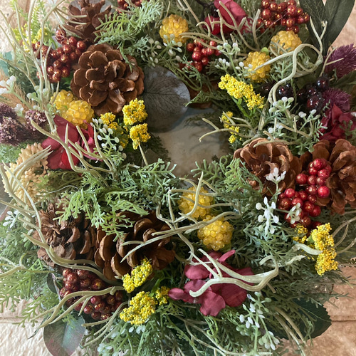 光触媒 人工観葉植物 ウォールグリーン フェイクグリーン 秋の木の実