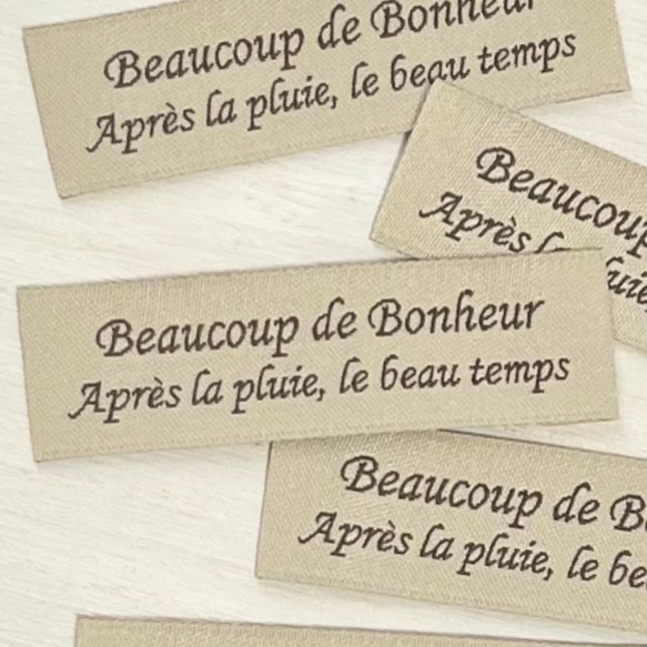 フランス語　布タグ　10枚セット　Beaucoup de Bonheur    Apres la pluie 4枚目の画像