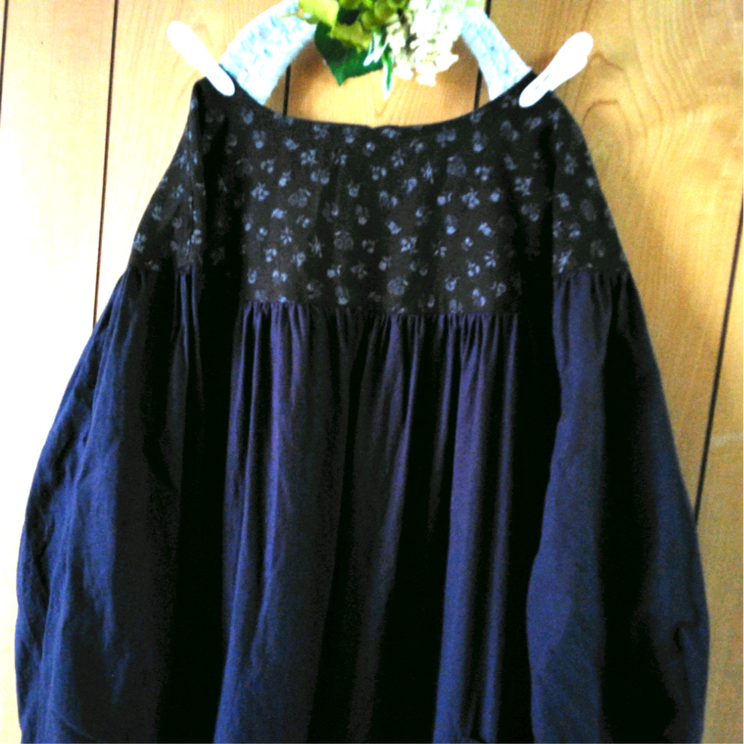 リネンとcottonリネンのワンピース