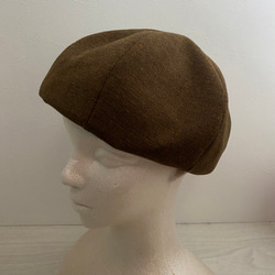 送料無料　着物リメイクベレー帽（ブラウン） 4枚目の画像