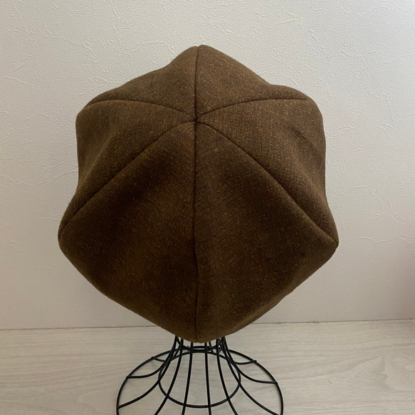 送料無料　着物リメイクベレー帽（ブラウン） 2枚目の画像