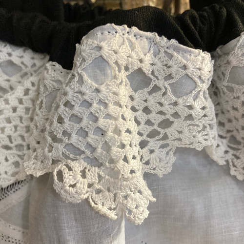アンティークフレンチファブリック ハンドメイド✃花柄レースラージ巾着 トート兼用 フランスアンティーク*花刺繍*巾着バッグ*トートバッグ