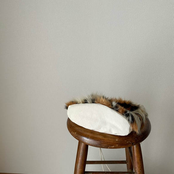 マルチカラーファーのドローストリングバッグ/ecru 5枚目の画像