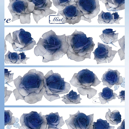 海外 PETテープ マスキングテープ 薔薇 樂意Loidesign]白い薔薇 White Rose 白バラ柄 クリアPETテープ