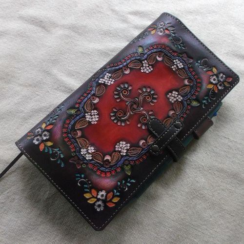 ほぼ日手帳対応 牛革文庫サイズ手帳カバー 刻印＆拭き染め ほぼ日手帳
