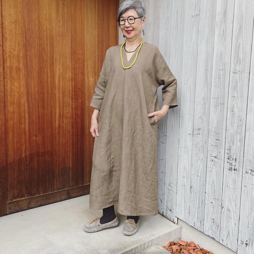 カタカミナ 高級リネンワンピース リネンワンピース】なめらかな超高