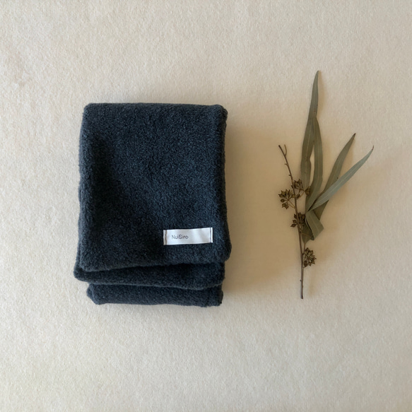 【大人の贅沢とろみフリース】ミニマフラー /チャコール 6枚目の画像