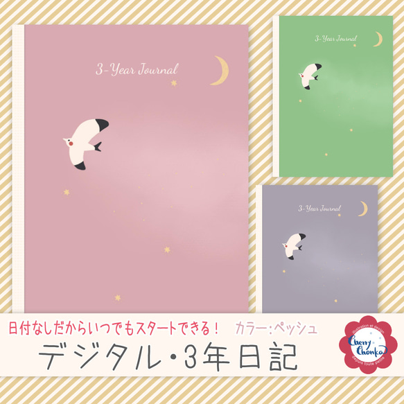 デジタル・3年日記帳（カラー：ペッシュ／GoodNotes専用デジタル  