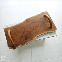 チーク無垢材 サービングトレイN09 お盆 一枚板トレー 大型トレイ 天然木トレイ プリミティブ チークトレイ 三大銘木 5枚目の画像