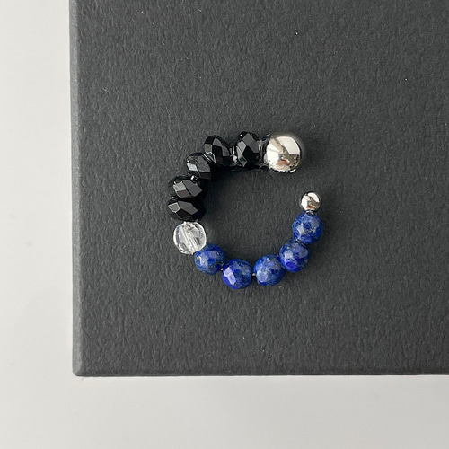 ラピスラズリ水晶オニキスのイヤーカフ |amuletお守りアクセサリー