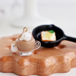 【cafe time】クマのカフェオレとクリームチーズレモンパン　ピアス/イヤリング 3枚目の画像