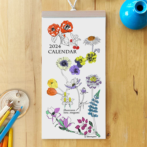 2024年カレンダー《季節の植物》壁掛けタイプ　B4スリム 2枚目の画像