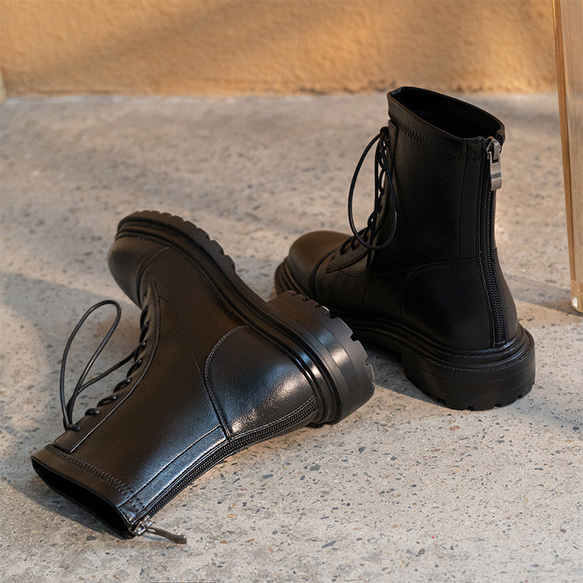 オーダーメイド オーダー靴 ショートブーツ ブーツ レディース 秋冬 ローヒール ブラ22-25.0サイズ 3823 10枚目の画像