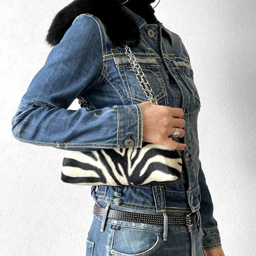 秋の福袋】ゼブラ柄フェイクファーミニショルダーとファーカバーの