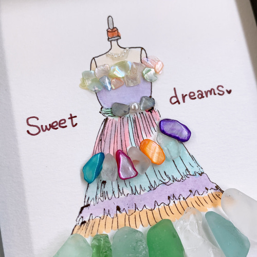 『Precious Treasure.*』シーグラスアート シーグラスアート ピンクのお花と小鳥 トンボ - メルカリ
