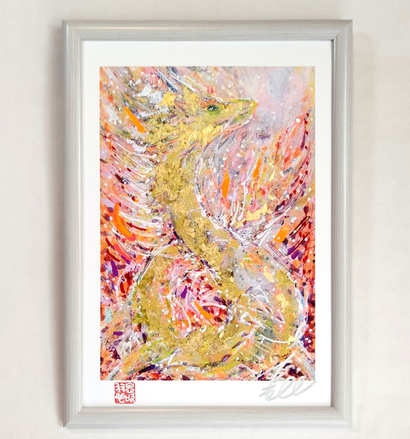 金龍・銀龍】SSサイズ│龍の絵スピリチュアル│龍絵画│幸運を