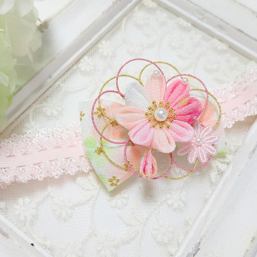 2wayきらきら水引 つまみ細工 リボン飾り（パステル）ベビーヘアバンド