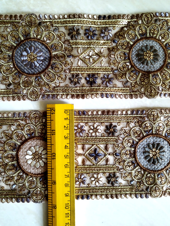 【新作】インド刺繍リボン　チュール地【50cm】幅約9.5cm 7枚目の画像