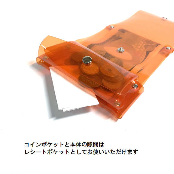 虹色 お札を折らないミニ財布 ロールウォレット 彩り添えるオーロラPVC 透明 軽量｜acp pst Creema店 7枚目の画像