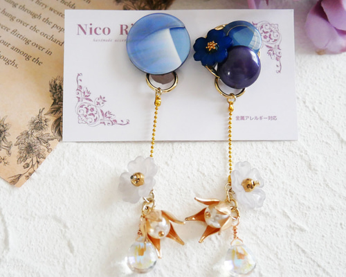 #1059A 2way ゴールド ボタン ハンドメイド ピアス イヤリング 1059A 2way ゴールド ボタン ハンドメイド ピアス イヤリング