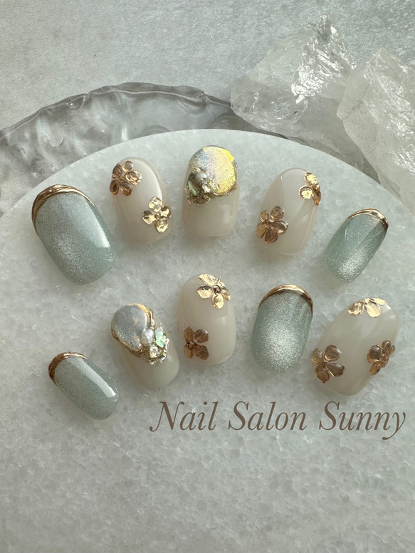 ネイルチップ＊ マグネットネイル/ミラーフラワー/オーロラネイル  