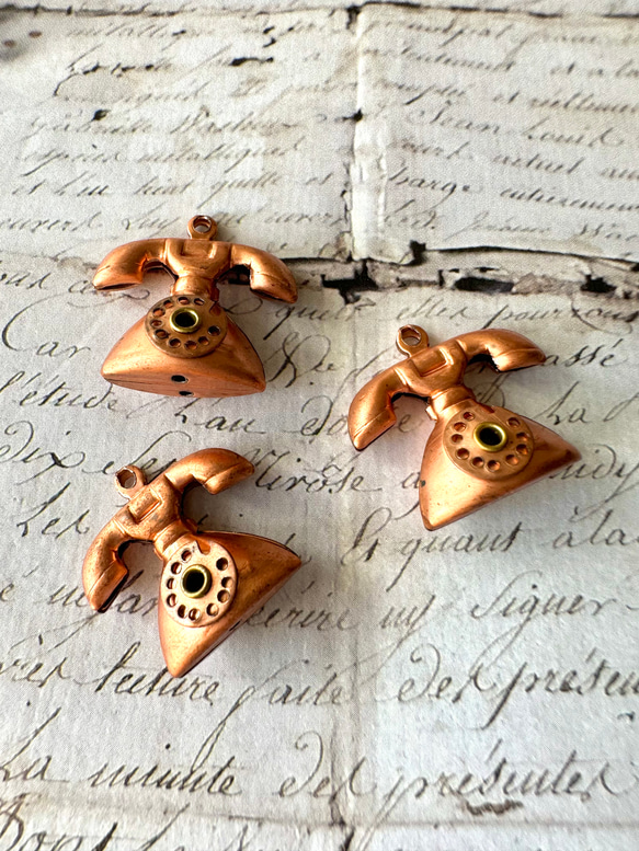 1個 アメリカ 22×20mm ヴィンテージ レトロ 電話チャーム ダイヤル