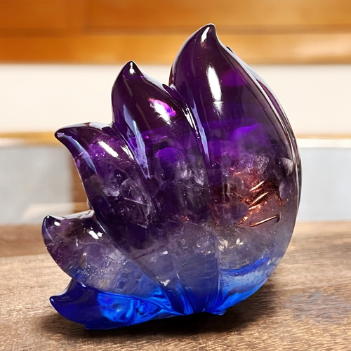 1点もの】九尾の狐オルゴナイト アメジスト その他置物 毘殊 天然石