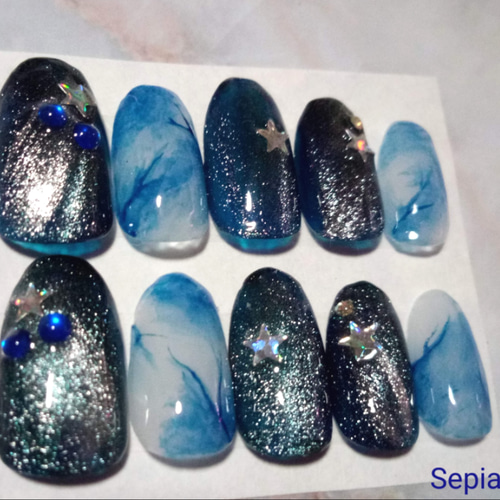 ♡タイダイとニットの大人ネイル♡ ネイルチップ　ハンドメイド ♡タイダイとニットの大人ネイル♡ ネイルチップハンドメイド