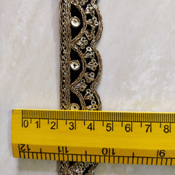 インド刺繍リボン 黒ブレードセット【50cm×2】幅約3cm/2·5cm 5枚目の画像