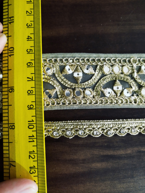インド刺繍リボン ミラー　ブレード【50cm×2】幅約4cm/1cm 6枚目の画像