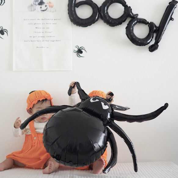 O_004【 Halloween balloon Spider 】 クモ 蜘蛛 バルーン 風船 撮影 アイテム 撮影小物 1枚目の画像