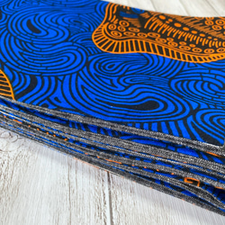 ♦︎新作♦︎リバーシブル半幅帯・アフリカンバティック【フィッシュ&波模様×ストライプ】木綿100%・ルツボ・る壺＋＋＋ 9枚目の画像