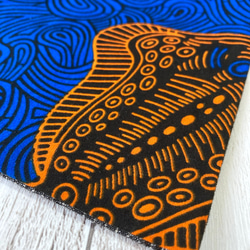 ♦︎新作♦︎リバーシブル半幅帯・アフリカンバティック【フィッシュ&波模様×ストライプ】木綿100%・ルツボ・る壺＋＋＋ 5枚目の画像
