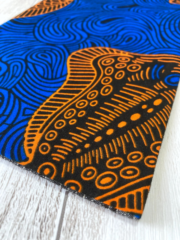 ♦︎新作♦︎リバーシブル半幅帯・アフリカンバティック【フィッシュ&波模様×ストライプ】木綿100%・ルツボ・る壺＋＋＋ 5枚目の画像