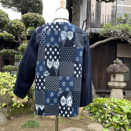 着物リメイク】絣のパッチワークブラウス/藍染/古布 ブラウス 着物リメイク】絣のパッチワークブラウス/藍染/古布 ブラウス